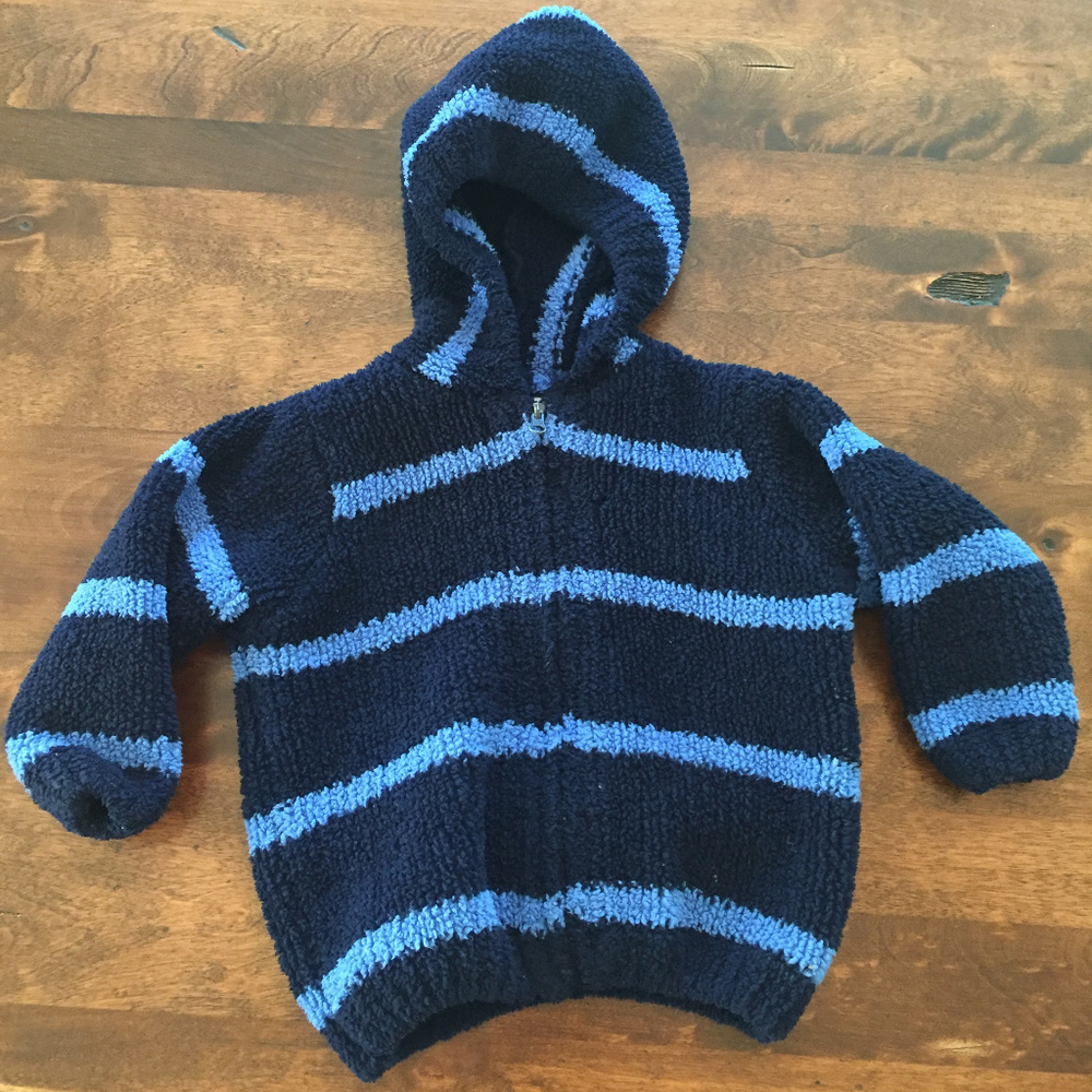 Angel Dear blue striped hooded fleece 6-12 months